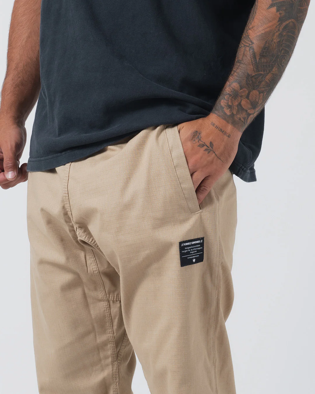 Casual Rip Stop Gi Pant - Khaki - Image 5