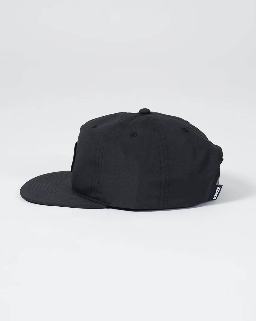 Crown Patch 5-Panel Strapback Hat - Black - Image 3