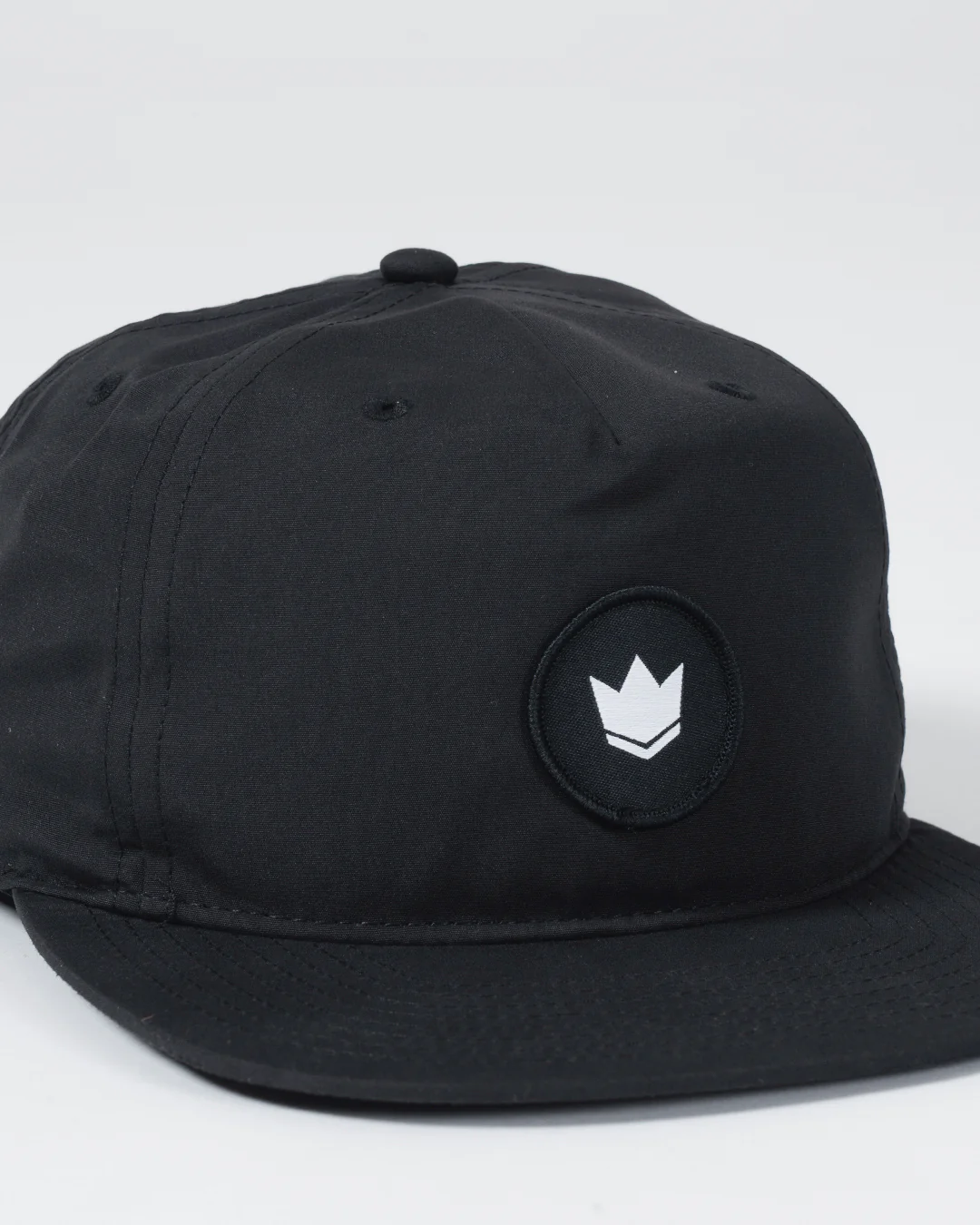Crown Patch 5-Panel Strapback Hat - Black - Image 9