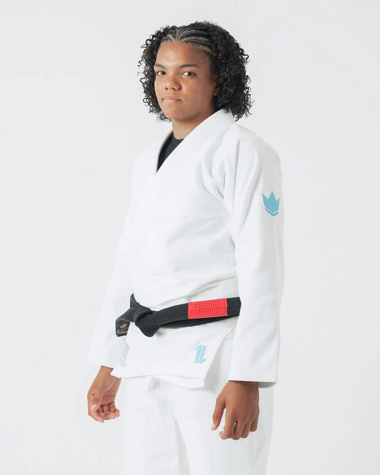 The ONE Womens Jiu Jitsu Gi - White/Sky Blue - FREE White Belt - 2023 Version - Image 2