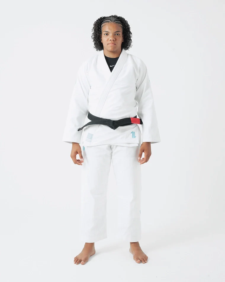 The ONE Womens Jiu Jitsu Gi - White/Sky Blue - FREE White Belt - 2023 Version - Image 3