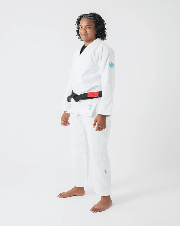 The ONE Womens Jiu Jitsu Gi - White/Sky Blue - FREE White Belt - 2023 Version - Image 4